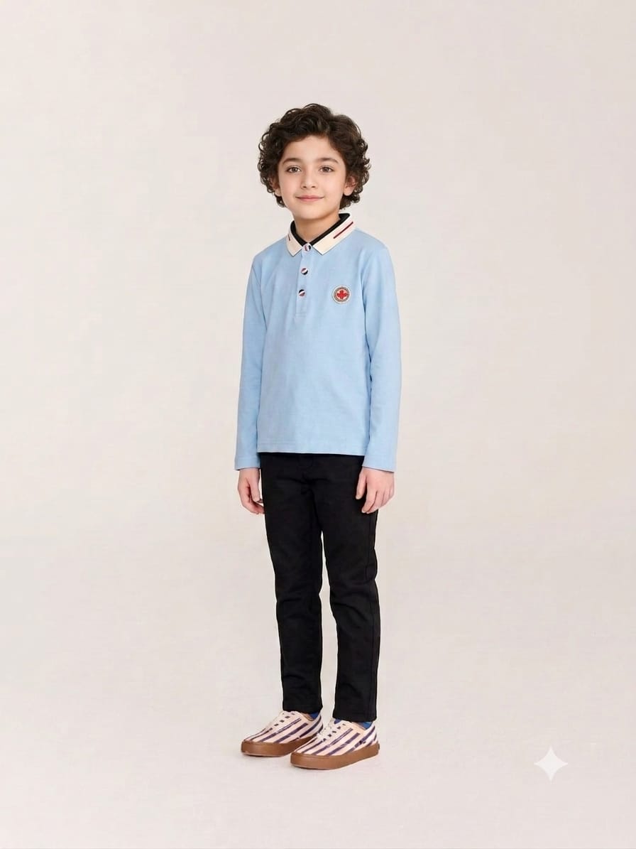 Kids Long-Sleeve Casual Polo
